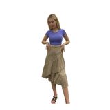 Bohemian Taba Renk Fırfırlı Anvelop Brode Midi Etek Taba renk Standart