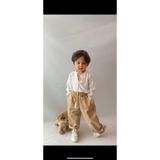 bohemiankids baby wear Erkek Çocuk Alt Gabardin Cepli Pantolon Şile Bezi Üst Bisiklet Yaka Uzunkol T şırt Takım