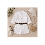 bohemiankids baby wear Erkek Çocuk Kaptan Beyaz Keten Takım