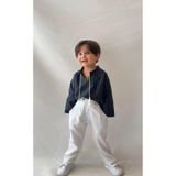 bohemiankids baby wear Erkek Çocuk Lacivert Çizgili Keten Üst ve Beyaz Pantolon Takım