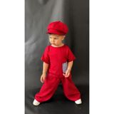 bohemiankids baby wear Kırmızı Keten Takım Şapka Hediyeli