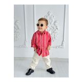 bohemiankids baby wear Yeni Kırmızı Üst Krem Pantolon Klasik Takım