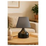 Bohhem Milano Metal Gövdeli Abajur Gri Ayd-3089 Antrasit-22x14 cm Konik-Metal Siyah Gövde Abajur