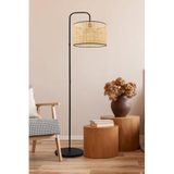 Bohhem Suitable Metal Gövdeli Rattan Hasır Başlık Çok Amaçlı Lambader Salon Köşe Lambası Çok Renkli