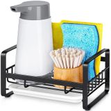 BOHK Mutfak Lavabo Caddy Sünger Tutucu 304 Paslanmaz Çelik Lavabo Tepsisi Süzgeç Rafı Sabun Fırçası Dispenseri Tezgah veya Yapışkan Sünger Tutucu Düzenleyici Çıkarılabilir Tahliye Tepsisi ile