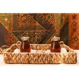 Boho Bazzar Hasır El Yapımı Kalın Örgü Dikdörtgen Tepsi 35*27*5cm
