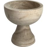 Boho Bazzar Paulownıa Ağacı El Yapımı Elora Ayaklı Yuvarlak Sunum Kasesi 22*22CM