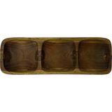 Boho Bazzar Teak Ağacı El Yapımı 3 Bölmeli Çerezlik 28*9*4,5cm
