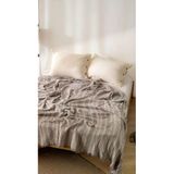 Boho Çizgili Yatak Örtüsü 4 Katlı MÜSLIN%100 Pamuk Yumuşak Lüks Yazlık Pike Çift Kişilik Battal Boy 240X260 cm (Bej)
