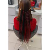 Boho Stil Saç Bandı, Siyah ve Kırmızı Rasta Örgü, Afro Örgü Karışık Model, Saç Aksesuarı