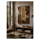 Boho wellness studio – Patchwork Botanik Ahşap Çerçeveli Duvar Tablosu