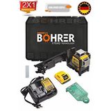 Böhrer 12V Max Lazer Seviyesi, Yeşil Çizgi Lazeri, 3 Yollu, 360 Derece Profesyonel , Kablosuz Edilebilir