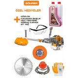 Böhrer 15HP /h Yan Tipi Benzinli Ot Çalı Çim Biçme Tırpan Makinesi + Canavar+Yağ+Gözlük+Eldiven