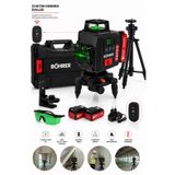 BÖHRER 16 Çizgi 4D Şarjlı Lazer Hizalama 360° Yeşil Lazer Uzaktan Kumandalı Tripodlu Çift Bataryalı
