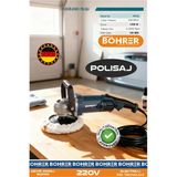 BÖHRER 180mm 6 Kademe Devir Ayarli 1300w 3000rpm Oto Pasta Cila Polisaj Makinesi