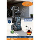 Böhrer 200 Bar Taşınabilir Yüksek Basınçlı Araç Oto Yıkama Makinesi - Köpük Tabancalı - 220V Full Set - MAVİ