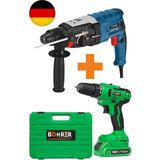Böhrer 3200W Kırıcı Delici Hilti Matkap + V58 5000MAH Akülü Vidalama 24 Parça Matkap Seti