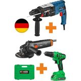 Böhrer 3'lü 3200W Kırıcı Delici Hilti + V58 5000MAH Akülü Vidalama + 2100W 125 mm Demir Kesme Taşlama Makine