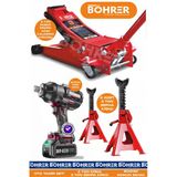 BÖHRER 4 MAKİNE OTO TAMİR SETİ -800NM SOMUN SIKMA BİJON SÖKME MAKİNESİ - 2 ADET 3 TON TAŞINABİLİR STANT KRİ