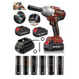BÖHRER Akülü Darbeli Anahtar Fırçasız Red 1/2 Inç Yüksek Torklu Somun Sıkma 2x 5.0ah Pil + 5 Soket Takımı