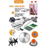 Böhrer Alman 15 Hp /h 3'ü Bir Arada Yan Tırpan Çalı Budama Testeresi Çit Kesme Makinesi Komple Set