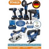 Böhrer Alman 4 Akülü 2 Şarjlı Kömürsüz 6 Makine Kombo Set 36V V598 5AH Güç Kaynağı ile Profesyonel Kullanım