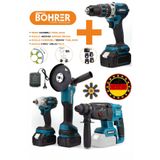 Böhrer Alman 4'lü Set Akülü 13MM Akülü Kırıcı Delici Hilti, Darbeli Vidalama, Somun Sıkma ,taşlama Makinesi