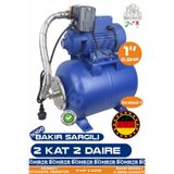 BÖHRER Alman Bakır Sargılı QB60 0.37 KW 0.5 HP 24L Yatay Genleşme Tank -- Otomatik Hidrofor Bina Bahçe Su P