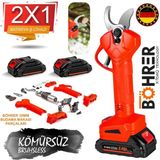 Böhrer Alman Pro 21V 30MM Lion 1.5AH Akülü Budama Makası ,fırçasız Motor Budama Makinesi ,6-8 Saat Çalışma