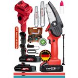 Böhrer Alman V258 5AH 25MM Teleskop Uzatmalı Kömürsüz Red Akülü Budama Testeresi , 6" Pala ve Zincir