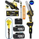Böhrer Alman Yellow Kömürsüz 3m Uzatma Kollu 8 Inç 25 cm Zincir+Pala Profesyonel Akülü Budama Testeresi