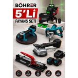 BÖHRER BA011334 Profesyonel Fayans Döşeme Seti 127 Cm Fayans Kesici Lazer Hizalama Vakumlu Taşıma Ap