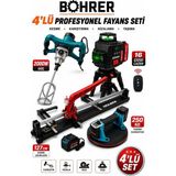 Böhrer BA011336 4'lü Profesyonel Fayans Seti 127 cm Kesici Lazer Terazi Mikser ve Vakumlu Taşıma Apa - 60X120 - Siyah