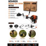 Böhrer BA011351 Marşlı + Ipli Starter Profesyonel Benzinli Yan Tırpan Çim Çalı Diken Kesme Biçme Mak - TURUNCU