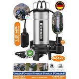 BÖHRER BIÇAKLI 1.1 Kw 1.5 HP 220V Demir Drenaj Logar Pis Su Parçalayıcılı Çelik Gövde Dalgıç Tahliye Pompas