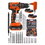 BÖHRER Böhr 58v 5 Ah Pro Hummer Dark Orange Çift Akülü Yüksek Torq +24 Vidalama Şarjlı Matkap Set