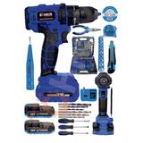 Böhrer Böhr 58V 5AH Darbeli Metal Şanzıman 32 Parça Full Set Blue Çift Akülü Şarjlı Vidalama Matkap - Mavi