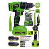 Böhrer Böhr 58V 5AH Darbeli Metal Şanzıman 32 Parça Full Set Green Çift Akülü Şarjlı Vidalama Matkap - Yeşil