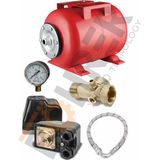 Böhrer CRW24-İ 24 Lt Full Set Yatay Hidrofor Genleşme Tankı - Manometre + Durug Şalter + Beşyol + Flex - Kırmızı