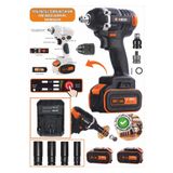 BÖHRER Fırçasız Taşınabilir 2x 88vf 5ah Akülü Darbeli Somun Sıkma - Açma Şarjlı Somun Sıkma Makinesi