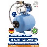 BÖHRER JET750SC 1.0 HP Paslanmaz Giriş Çıkış 50L Yatay Genleşme Tank -- Otomatik Hidrofor Bina Bahçe Su Pom