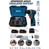 Böhrer Pro 12V 2AH Demir Mandren Çift Akülü Darbeli Vidalama Matkap - BXY006