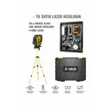 Böhrer Profesyonel 2x Li-On Batarya 4X360 16 Satır Otomatik Hizalama Çapraz Çizgi Lazer + Kumanda+Tripod
