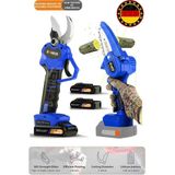 Böhrer Süper 2'li V258 5000MAH Blue Akülü Budama Makası ve Akülü Testere Ağaç Budama Makinesi