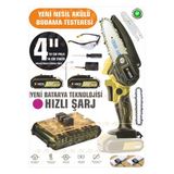 BÖHRER Taşınabilir Yellow 10 Cm 4'' Bahçe Ev Ağaç Dalları Portatif 58vf 5ah Akülü Zinciri Budama Testere