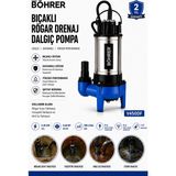 Böhrer V450DF Bıçaklı Rögar Drenaj Dalgıç Pompa 0.60 Hp 200 L/dak Kirli Su ve Foseptik Tahliye Pompa