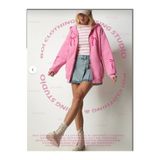 Boi Kadın Pembe Fiyonk Baskılı Sweatshirt Fermuarlı Hırka - Pembe 3 ip Şardonlu Oversize Kapüşonlu Çeket