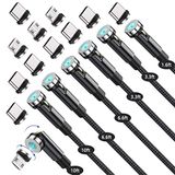 Bojianxin 540° Dönen Manyetik Şarj Kablosu (7'li Paket, 1 ft/3 ft/3 ft/6,5 ft/6,5 ft/10,6 ft) 3'ü 1 arada Manyetik USB Kablosu, Mikro USB ile Uyumlu Mıknatıslı Telefon Şarj Cihazı Tip C Cihazları
