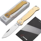 Böker PLUS® Atlas bıçağı - küçük kayma mafsallı çakı - metal saplı katlanır bıçak - EDC tam metal bıçak - vintage Sandvik bıçağı (pirinç çakı)