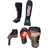 Boks Eldiveni 8 Oz/bandaj 3,5 Metre /elastik Kick Boks Kaval ve Ayaküstü Koruyucu Set - Siyah